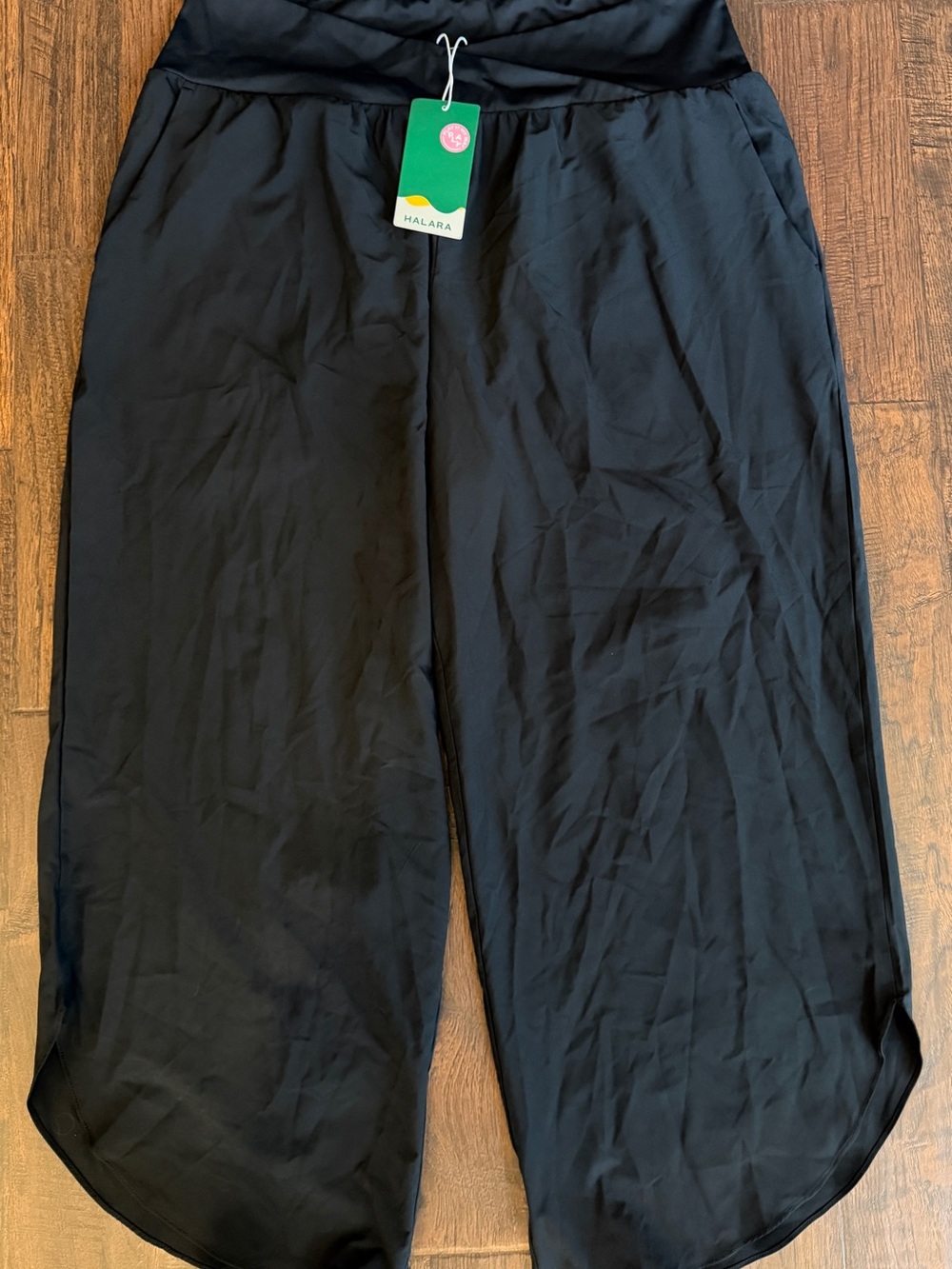 Halara Breezeful High Waisted Tulip Hem Cropped Pants Black XL NWT